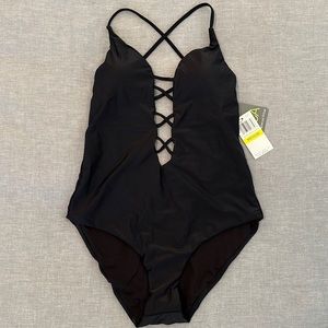 NWT BCA by Rebecca Virtue Black One Piece Swimsuit. Size M.